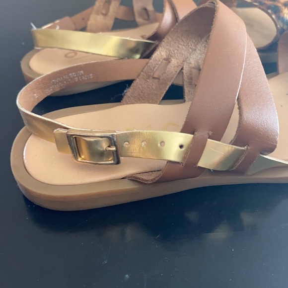 OFFICE GIRL Cheetah Print Brown Metallic Strap Sandals Size 36 - Picture 5 of 12